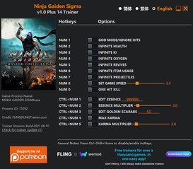 Ninja Gaiden: Master Collection (Ninja Gaiden Sigma) - Trainer +14 v1.0 {FLiNG}