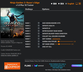Ninja Gaiden: Master Collection (Ninja Gaiden 3: Razor’s Edge) - Trainer +10 v1.0 {FLiNG}