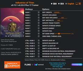 Industries of Titan: Trainer +17 v0.15.1-v0.19.0 {FLiNG}