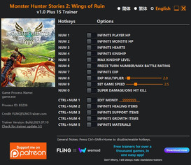 Monster Hunter Stories 2: Wings of Ruin - Trainer +15 v1.0 {FLiNG}