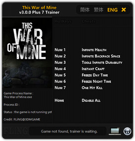 This War of Mine: Trainer (+7) [3.0 - 3.0.3] {FLiNG}