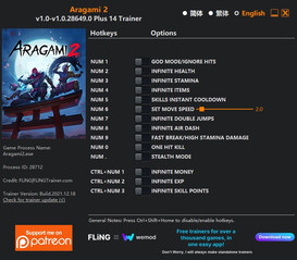 Aragami 2: Trainer +14 v1.0-v1.0.28649.0 {FLiNG}