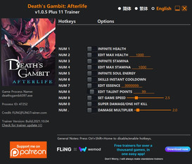 Death's Gambit: Afterlife - Trainer +11 v1.0.5 {FLiNG}