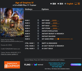 Age of Empires IV: Trainer +11 v1.0-v9369 {FLiNG}