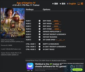 Age of Empires IV: Trainer +11 v1.0-v9.1.176 {FLiNG}