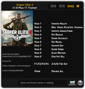 Sniper Elite 4: Trainer (+11) [1.0] {FLiNG}