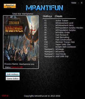 Total War: Warhammer - Trainer +17 v1.6.0 Build 14837 {MrAntiFun}