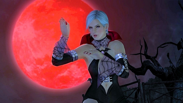 Dead or Alive 5 - girl vampire and red moon