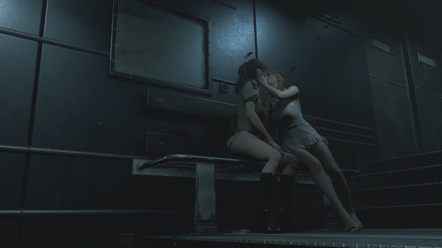 Resident Evil 2 - two girls kiss screenshot