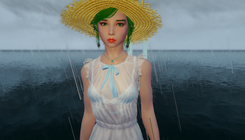 Skyrim - Girl in a hat in the rain