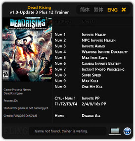 Dead Rising: Trainer (+12) [1.0 - Update 3] {FLiNG}