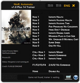 NieR: Automata: Trainer (+14) [1.0] {FLiNG}