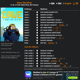 Dave The Diver: Trainer +18 v1.0-v1.0.0.1023 {FLiNG}