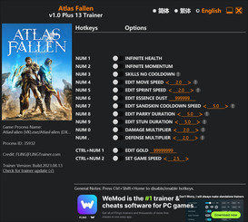 Atlas Fallen: Trainer +13 v1.0 {FLiNG}