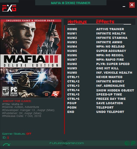 Råd Kalkun dødbringende Mafia 3: Trainer +17 v1.0-1.09 {FutureX} download free - VGTrainers.com