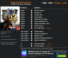 Dragon Ball Xenoverse 2: Trainer +14 v1.08-v1.21 {FLiNG}