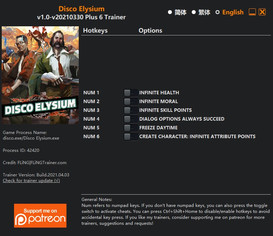 Disco Elysium: Trainer +6 v1.0-v20210330 {FLiNG}