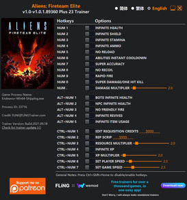 Aliens: Fireteam Elite - Trainer +23 v1.0-v1.0.1.89360 {FLiNG}