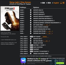 Dying Light 2 Stay Human: Trainer +21 v1.0.3-v1.13.0 {FLiNG}