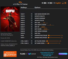 Sifu: Trainer +14 v1.5 {FLiNG}