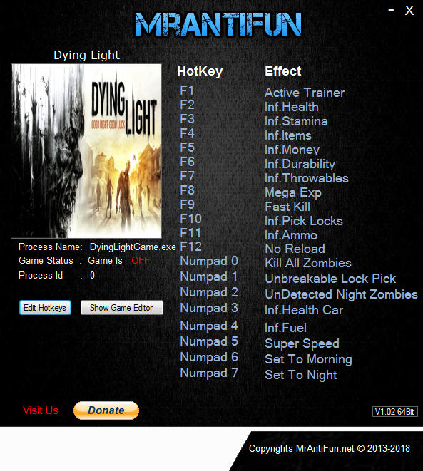 Dying Light: Trainer +19 {MrAntiFun} download free - VGTrainers.com