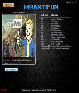Fallout Shelter: Trainer (+13) [1.10 Bethesda release] {MrAntiFun}