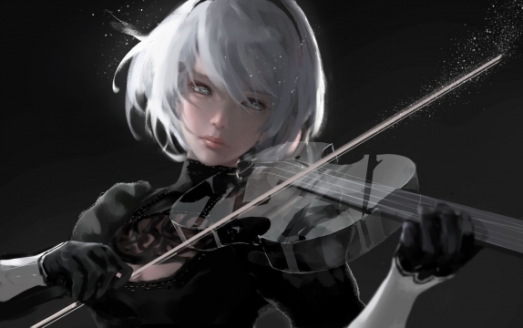 NieR: Automata - girl with a violin art