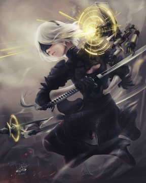 NieR: Automata - android during the battle art