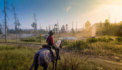 Red Dead Redemption 2 on horseback, landscape