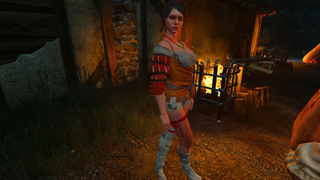 The Witcher 3: Wild Hunt - girl near the fireplace