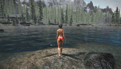 Skyrim - topless girl near the lake screenshot