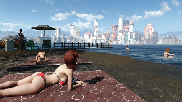 Fallout 4 - sexy girl on the beach screenshot