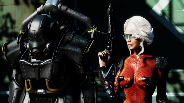 Fallout 4 - girl with weapon screenshot